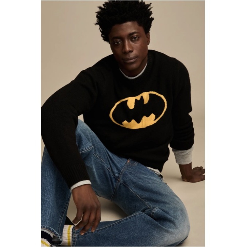 Lucky Brand Men's Large DC Comics Black Batman Sweater NWT Reg $99.00